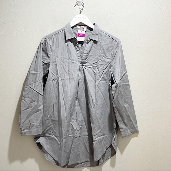 fresh produce Tops - FRESH PRODUCE Women’s Gray Collared SHEETING  TUNIC Top Tunic Popover Sz M